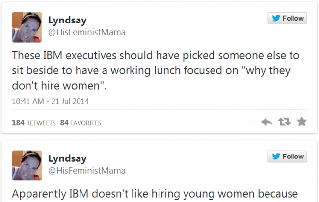 A Woman Live-Tweeted a Very Sexist Conversation She Overheard Between Two IBM Executives