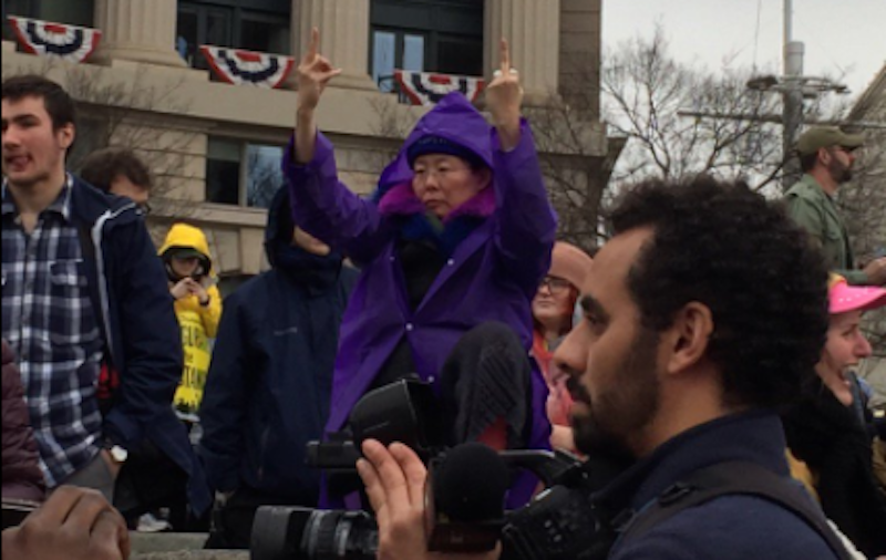 Auntie Flipping Off Donald Trump During Inauguration is My Spirit Animal