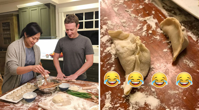 Mark Zuckerberg Tries Making Dumplings For Chinese New Year, Fails Miserably