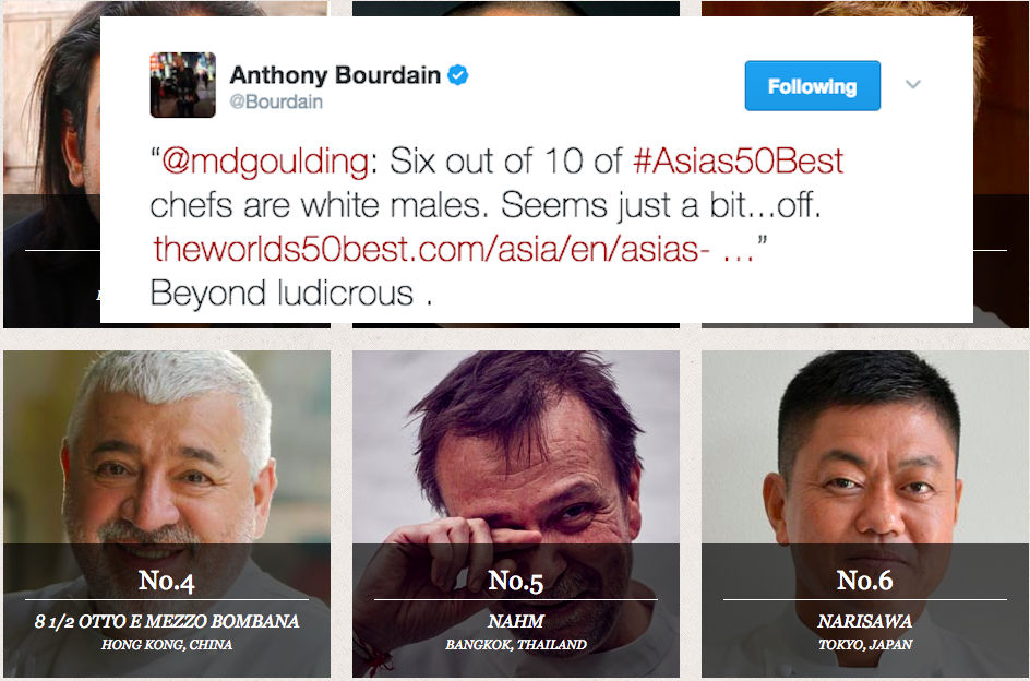 Six of Asia’s Top 10 Chefs Are White Guys Who Don’t Even Cook Asian Food