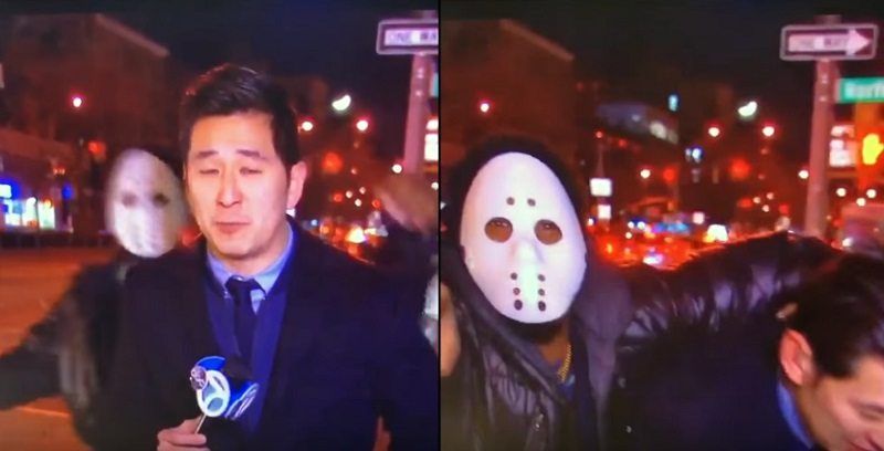 Masked Man Attacks Korean-American Reporter on Live TV