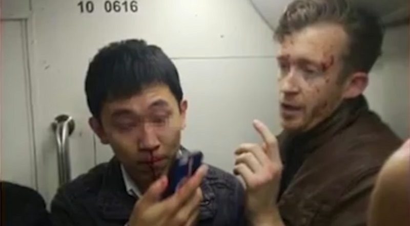 Subway Argument Between Chinese Man and Foreigner Ends in Bloody Brawl