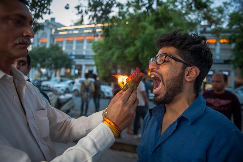 Indian Food Stall Sells Snacks That are Literally on Fire