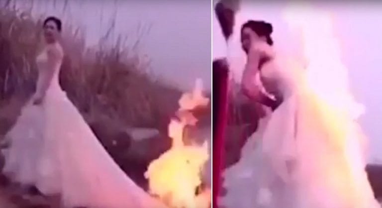 Chinese Bride Sets Wedding Dress on Fire in Epic Photoshoot