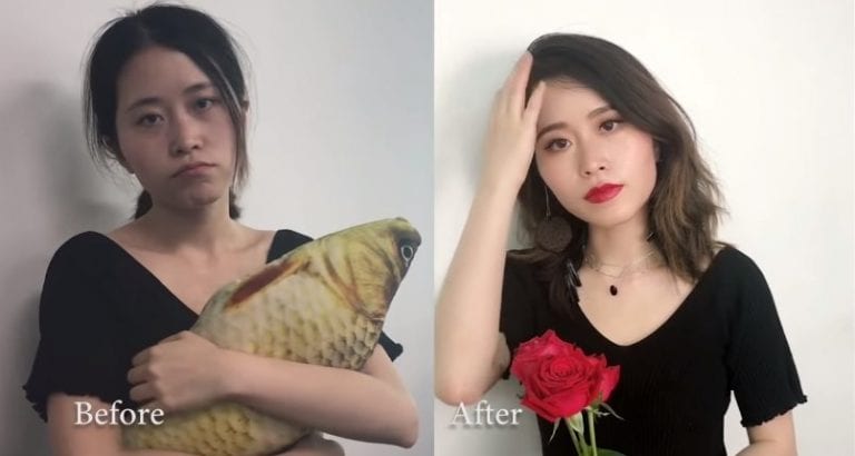 Chinese YouTuber Amazingly Collects Food in the Office to Use for Her Makeup