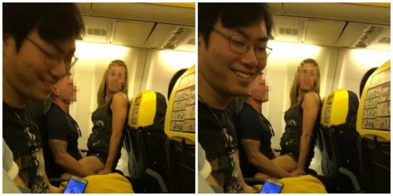 Asian Man Gets Awkward as Drunk Couple Has Sex During Flight