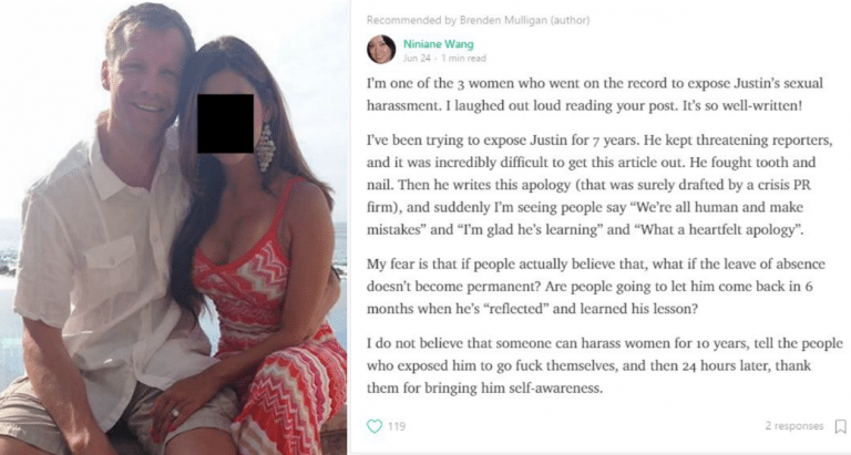 Victim Who Was Sexually Harassed By White VC Throws His Pathetic Apology Back At Him