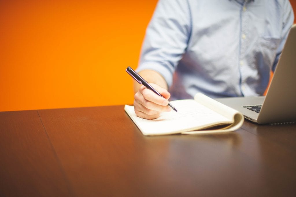 Man Writing Desk Stock Photo