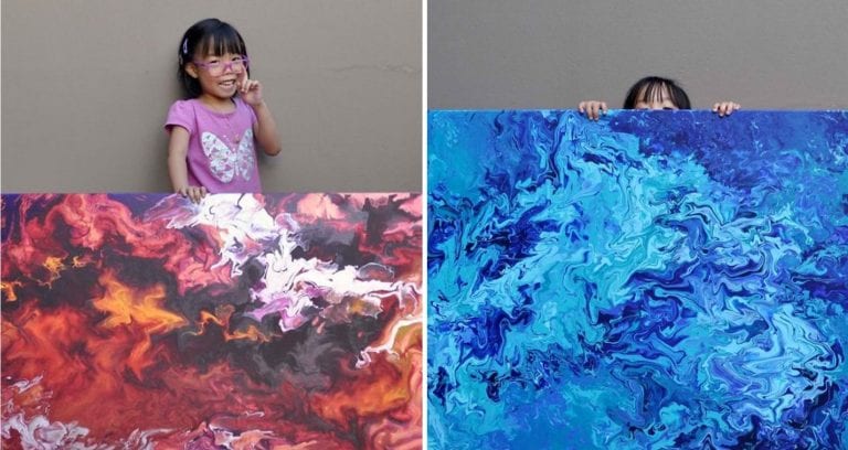 5-Year Old Painting Prodigy Sells Mesmerizing Galaxy Paintings, Donates Over $750 to Charity