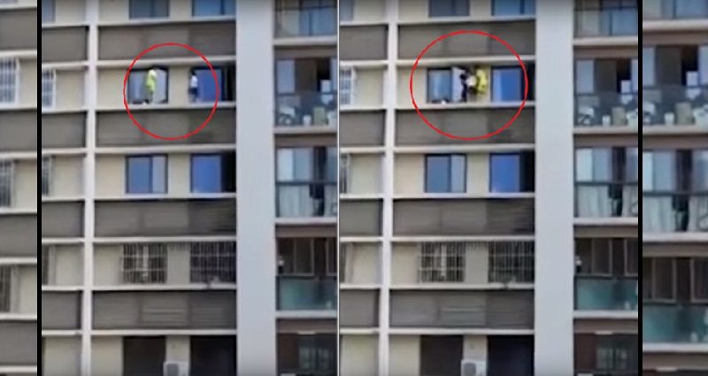 Kids Left Home Alone Spotted Playing on Dangerous Building Ledge in China