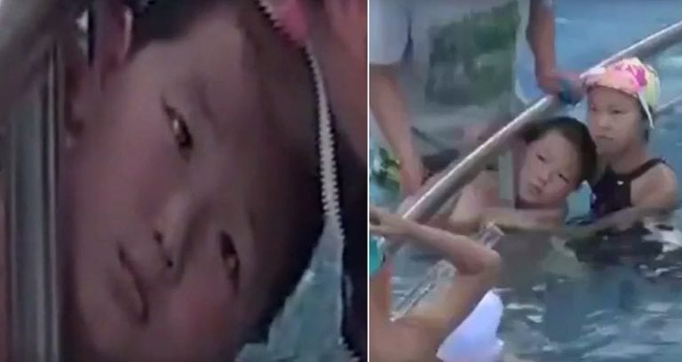 Poor Chinese Boy Gets His Head Stuck in Swimming Pool Railing