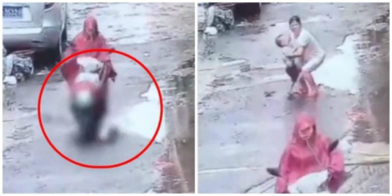 Pregnant Scooter Driver Runs Over a Toddler, Drives Off Without Looking Back