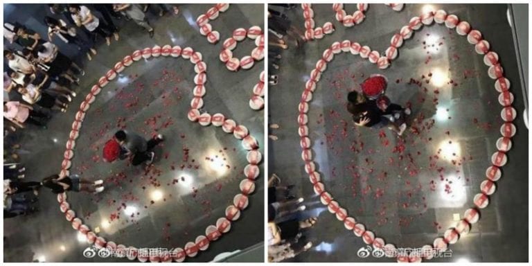 Chinese Man Proposes With 99 Containers of Smelly Seafood, Totally Nails It