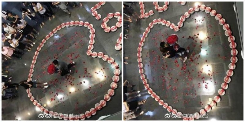 Chinese Man Proposes With 99 Containers of Smelly Seafood, Totally Nails It
