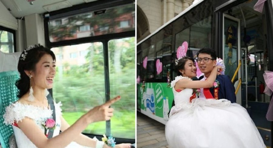 Humble Chinese Bride Drives Groom and Guests to Her Own Wedding in a Bus