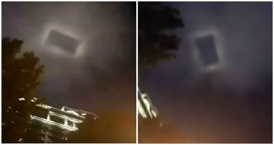 Locals in Chinese City Record Footage of Mysterious Rectangular Light in the Sky