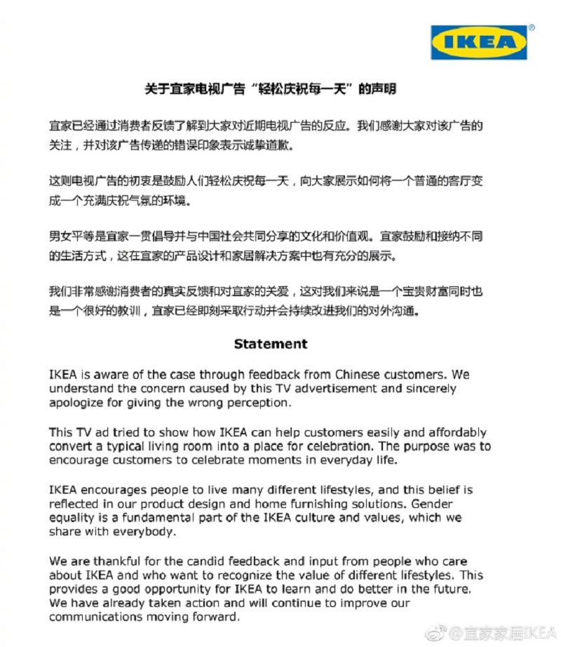 Ikea Sparks Outrage With Sexist Commercial In China