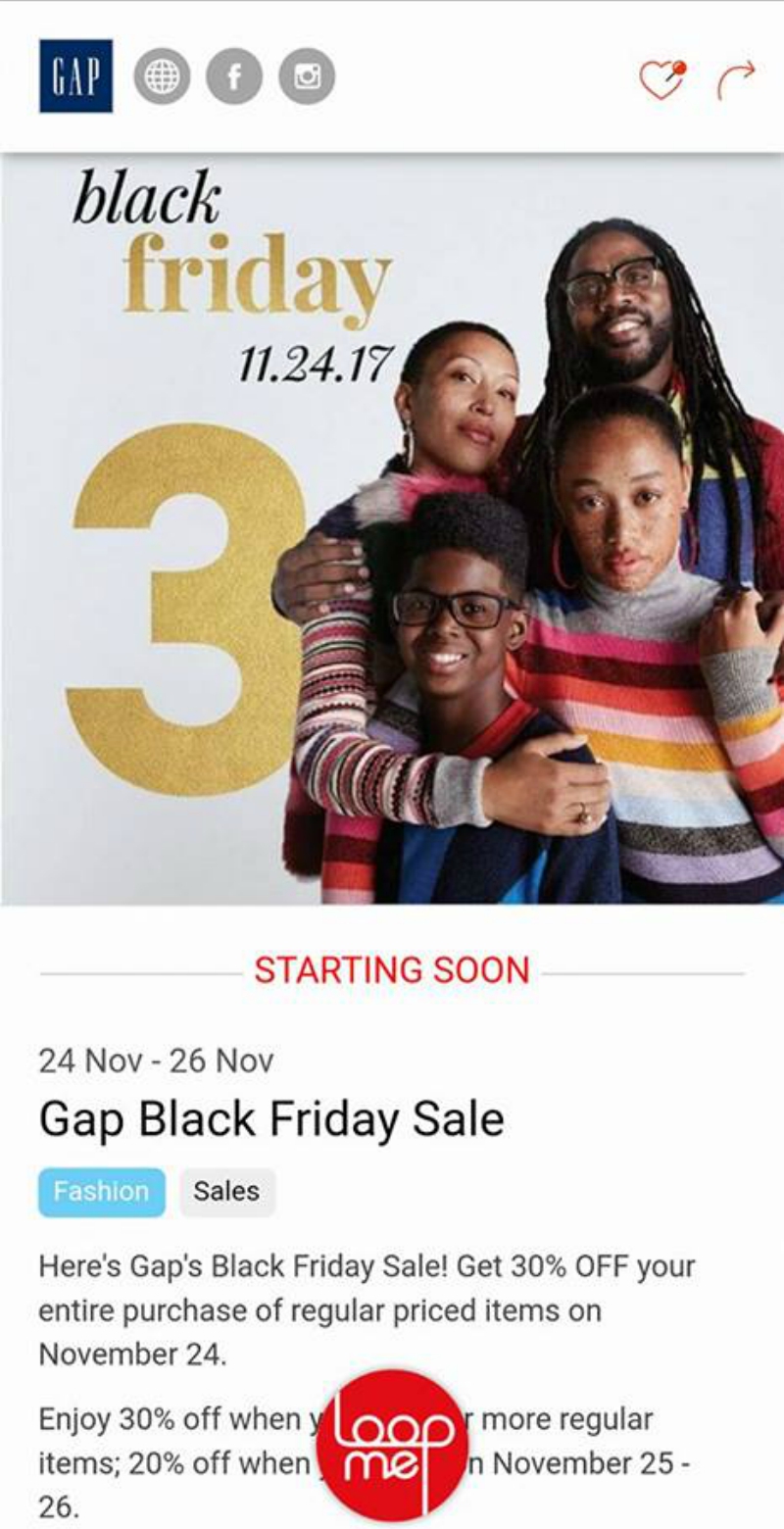 Gap black shop friday 2017