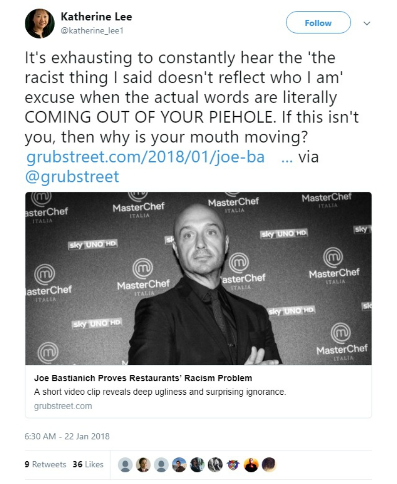 chef joe bastianich racist