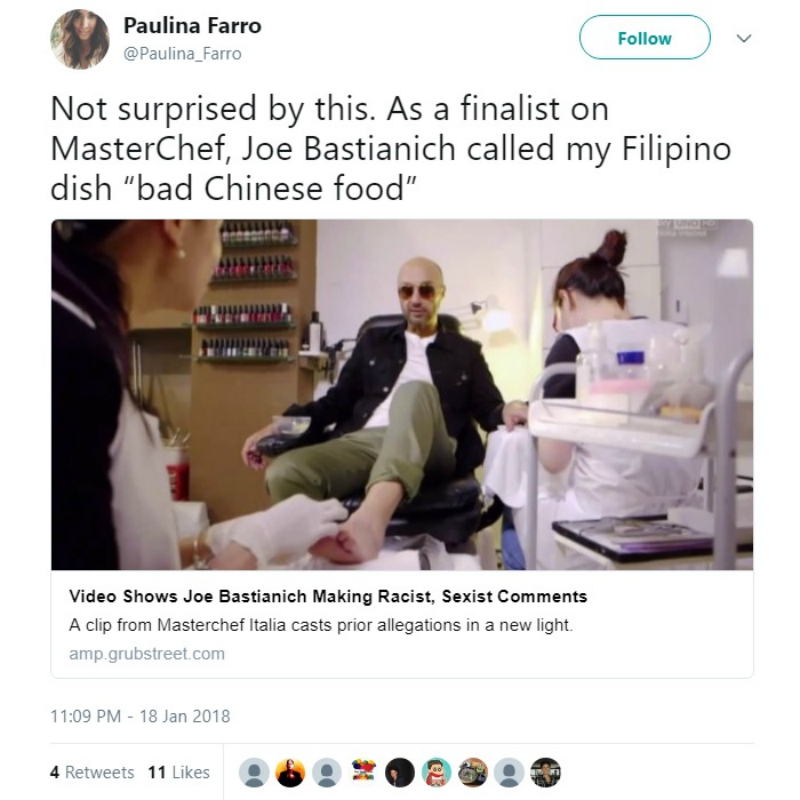 chef joe bastianich racist