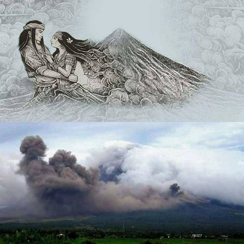 Cloud That Looks Like Mythical Couple Seen Over Mayon Volcano 2899