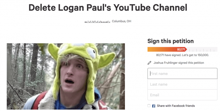 Over 80,000 People Petition to Delete Logan Paul’s YouTube Channel
