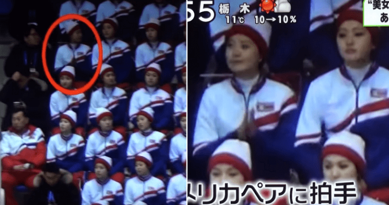 North Korean Cheerleader Accidentally Claps for Americans During Olympic Skating