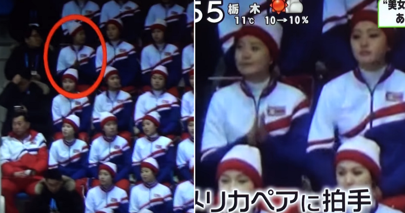 North Korean Cheerleader Accidentally Claps for Americans During Olympic Skating