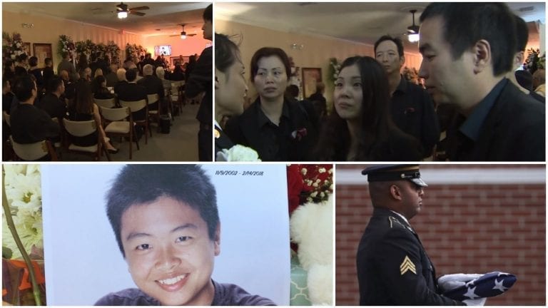 Heartbroken Mother Watches as Her Hero Son Peter Wang is Laid To Rest