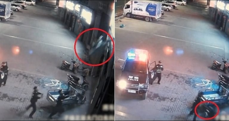 Hero Cop Uses His Body to Catch Woman Jumping from First Floor Window