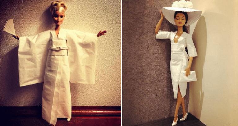 Singaporean Doll Collector Makes Amazing Barbie Dresses Out of Tissue Paper
