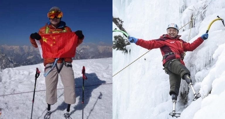Elderly Chinese Man With No Legs Finally Climbs Mount Everest After Trying for 40 Years