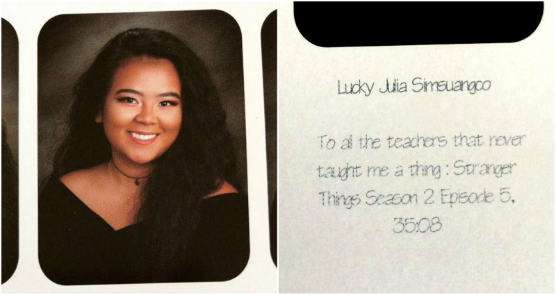 Filipina American Teen Uses the Best ‘Stranger Things’ Quote in Her Yearbook Photo