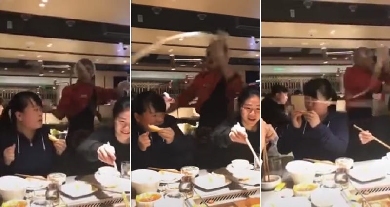 Woman Accidentally Hit by Dancing Noodle at Hotpot Restaurant During ...