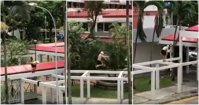 Man’s Breathtaking Parkour Stunt in Singapore Is Absolute Insanity