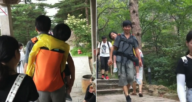 Chinese Man Travels in Asia Carrying Disabled Wife So She Doesn’t Have to ‘Leave with Regrets’