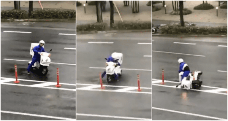 Domino’s Driver Delivering Pizzas in D‌e‌a‌d‌ly Japan Typhoon is the Real MVP