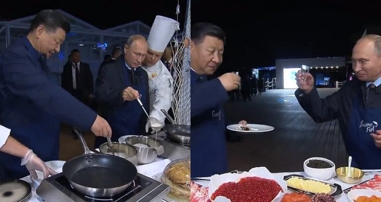 Vladimir Putin and Xi Jinping Solidify Bromance By Cooking Russian Pancakes With Caviar