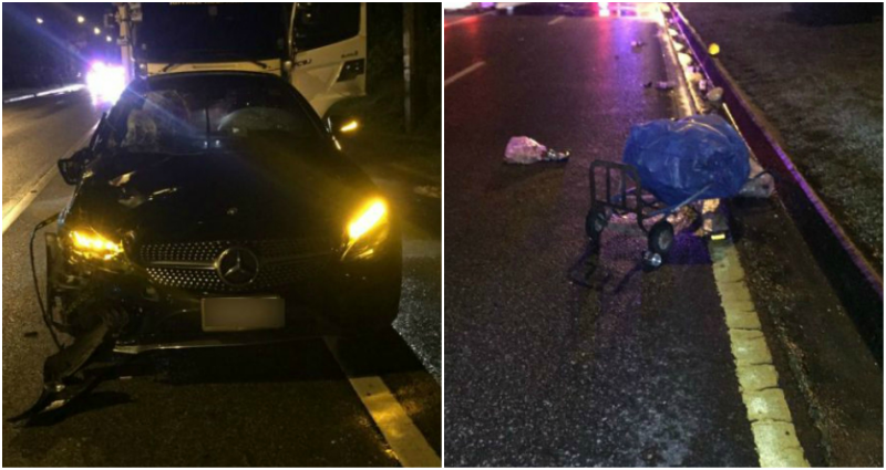 British Man in Mercedes Hits Thai Garbage Collector Crossing the Road