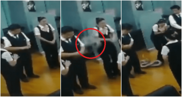 Python Caught on Camera Falling From Ceiling During Meeting at Bank in China