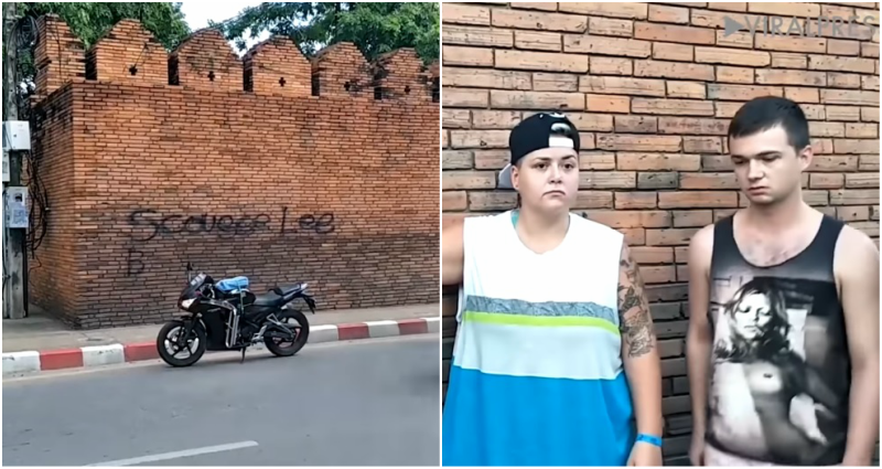tourists vandalizing