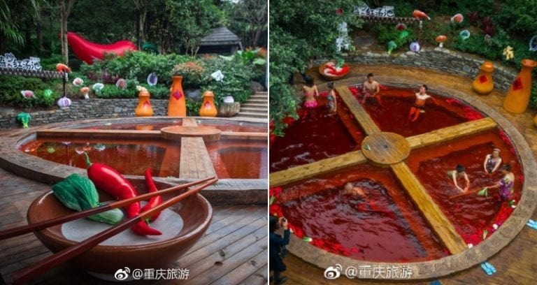 This Hot Spring in China Literally Looks Like Sichuan Hot Pot