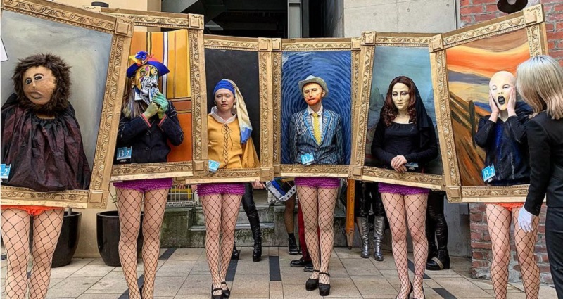Art Students Dressed Up as Iconic Paintings for Halloween Parade