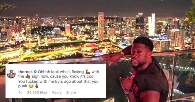 The Rock Roasts Kevin Hart Flexing in Singapore on Instagram