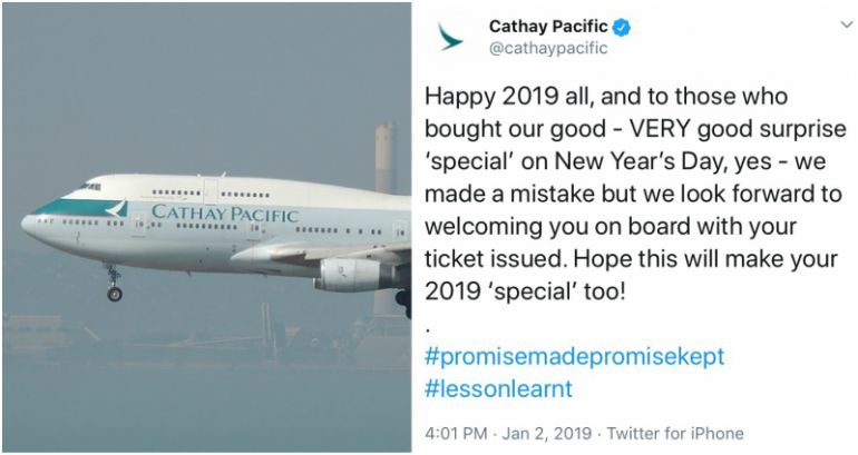 Cathay Pacific Mistakenly Sells $16,000 First Class Tickets for Just $1,100
