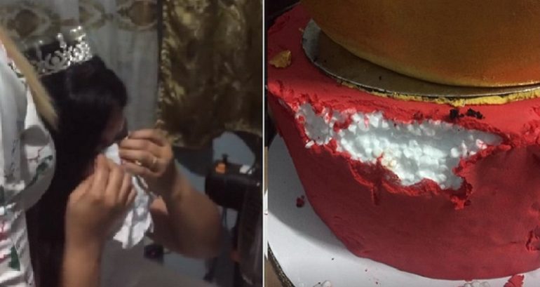 Filipina Bride Breaks Down After Discovering Wedding Cake is Made of Styrofoam