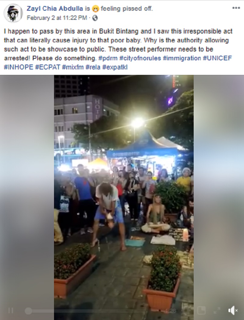 A revolting video recently emerged on social media featuring a group of begpackers (travelers who ask for handouts to fund their travels) using a real baby as a prop during a bizarre “street performance” in Kuala Lumpur, Malaysia.