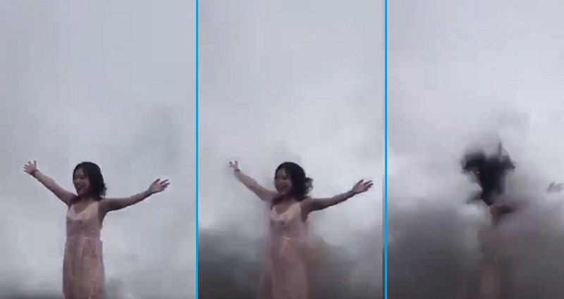 Tourist Poses For Photos in Bali, Gets Swept Away By Massive Wave