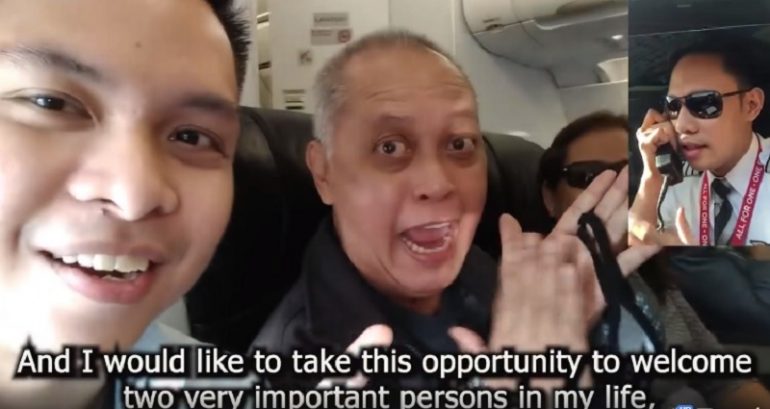 Filipino Pilot Surprises Parents With Touching Announcement Before Their First Flight Together
