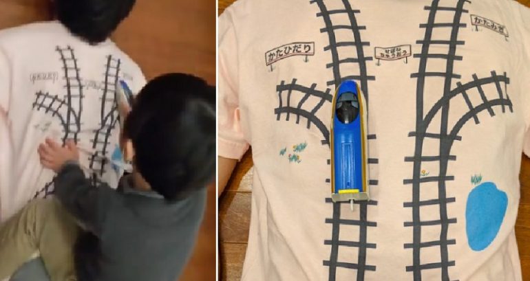Japanese Dad’s Ingenious T-Shirt Tricks His Kids Into Giving Him a Back Massage
